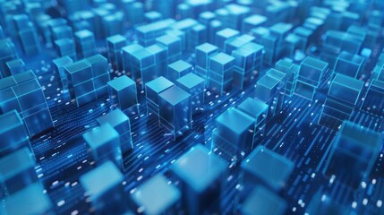 Obraz premium Abstract Blue Cubes and Circuitry