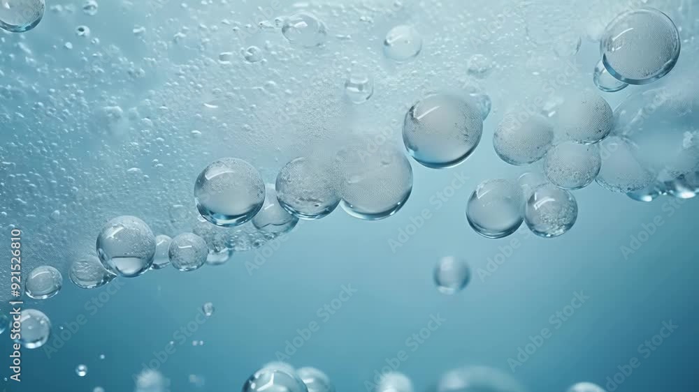 Poster bubbles float gracefully to the surface in a tranquil underwater setting.