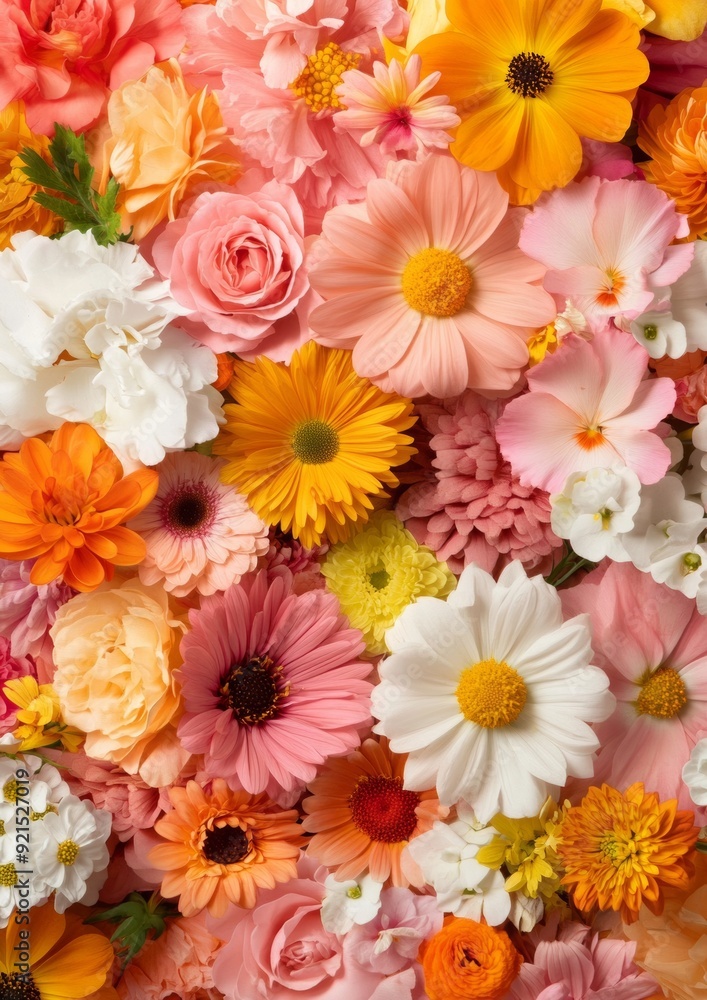Poster cheerful seamless floral pattern with colorful flowers on light background for spring and summer the