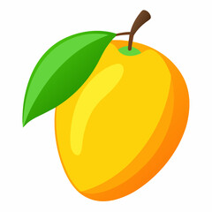 Mango isolated on white, Mango vector illustration, food vector art, Mango silhouette,  Orange fruit vector icon, mango fruit cartoon line art, eps