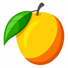 Mango isolated on white, Mango vector illustration, food vector art, Mango silhouette,  Orange fruit vector icon, mango fruit cartoon line art, eps