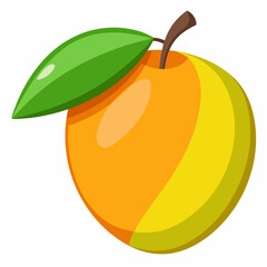 Mango isolated on white, Mango vector illustration, food vector art, Mango silhouette,  Orange fruit vector icon, mango fruit cartoon line art, eps