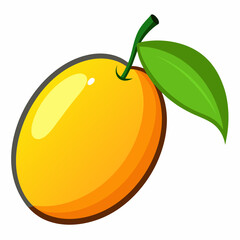 Mango isolated on white, Mango vector illustration, food vector art, Mango silhouette,  Orange fruit vector icon, mango fruit cartoon line art, eps