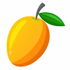 Mango isolated on white, Mango vector illustration, food vector art, Mango silhouette,  Orange fruit vector icon, mango fruit cartoon line art, eps