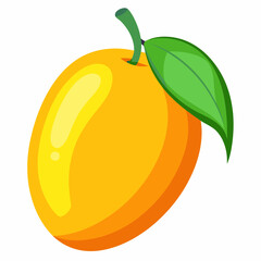 Mango isolated on white, Mango vector illustration, food vector art, Mango silhouette,  Orange fruit vector icon, mango fruit cartoon line art, eps