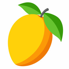 Mango isolated on white, Mango vector illustration, food vector art, Mango silhouette,  Orange fruit vector icon, mango fruit cartoon line art, eps