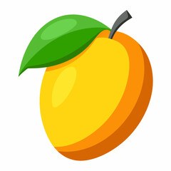 Mango isolated on white, Mango vector illustration, food vector art, Mango silhouette,  Orange fruit vector icon, mango fruit cartoon line art, eps