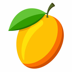 Mango isolated on white, Mango vector illustration, food vector art, Mango silhouette,  Orange fruit vector icon, mango fruit cartoon line art, eps