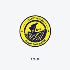 logo design featuring construction workers on a roof, symbolizing teamwork and collaboration in building projects. Ideal for construction businesses and teamwork concepts.