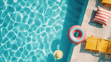 Summer Poolside Relaxation with Inflatable Ring