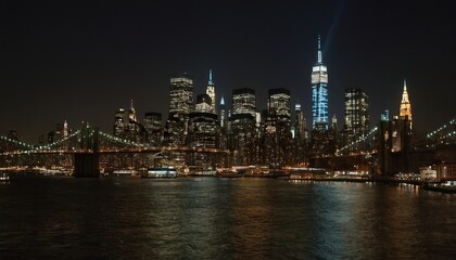 Naklejka premium City panorama of Midtown Manhattan, New York at night 91