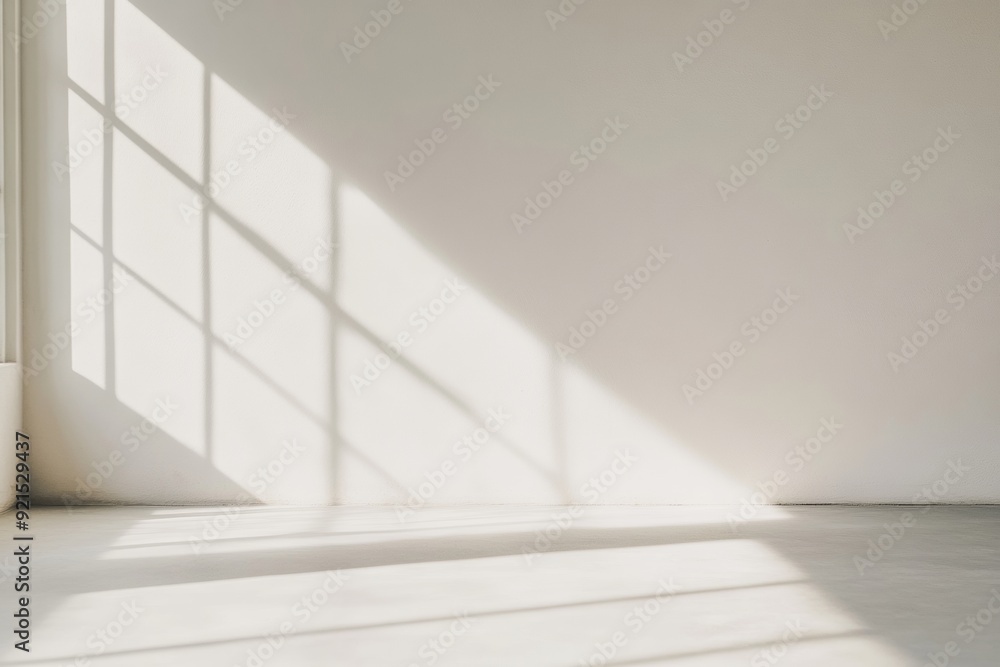 Aufkleber Calm Morning Indoors Light Gray Surface With Soft Beams of Light Creating a Serene and Quiet Atmosphere