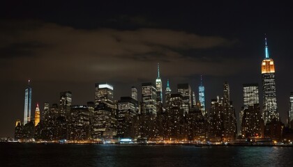 Obraz premium New york city skyline glowing under starry night 51