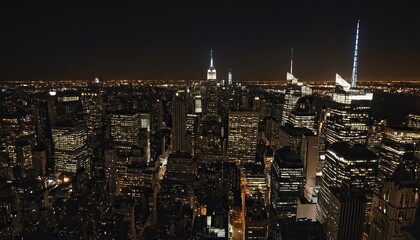 Fototapeta premium New york city skyline glowing under starry night 34