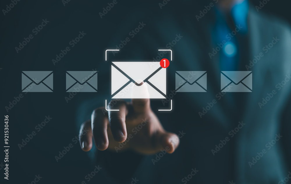 Poster new email notification concept for business e-mail communication and digital marketing. inbox receiv