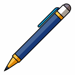 Pen isolated on white, pen vector illustration, education vector art, pen silhouette, ballpoint vector icon, pen cartoon line art, eps
