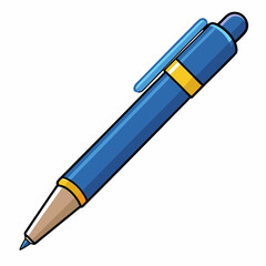 Pen isolated on white, pen vector illustration, education vector art, pen silhouette, ballpoint vector icon, pen cartoon line art, eps
