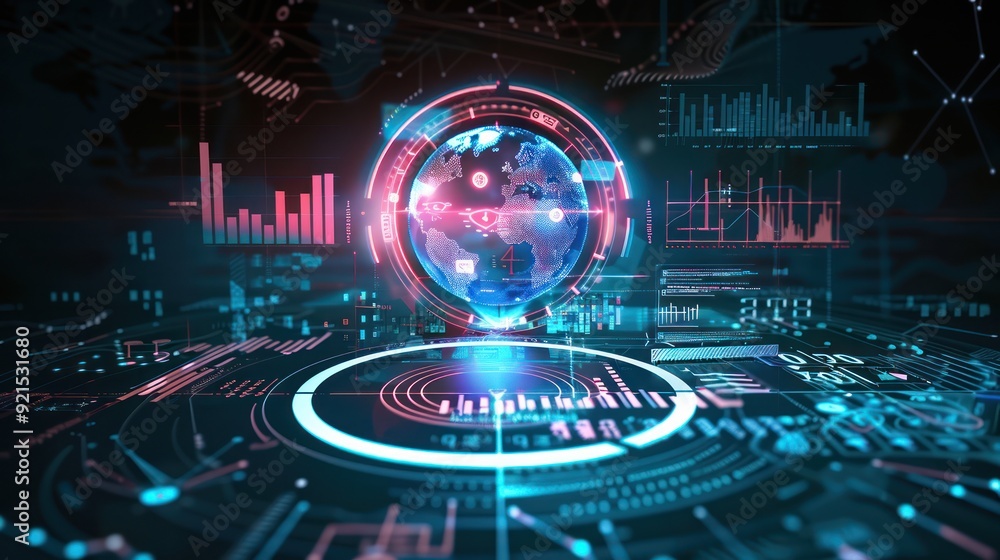 Aufkleber global network and data visualization
