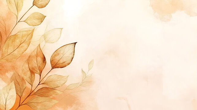 fonfo de oto&ntilde;o con hojas decorativas en color ocreo y dorado para invitacion con espacio para copiar
