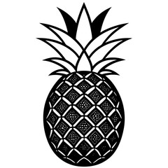 Pineapple isolated on white, pineapple vector illustration, food vector art, pineapple silhouette, fruit vector icon, pineapple cartoon line art, eps