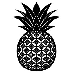 Obraz premium Pineapple isolated on white, pineapple vector illustration, food vector art, pineapple silhouette, fruit vector icon, pineapple cartoon line art, eps