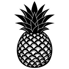 Pineapple isolated on white, pineapple vector illustration, food vector art, pineapple silhouette, fruit vector icon, pineapple cartoon line art, eps