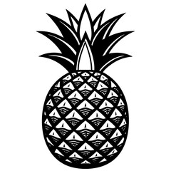 Obraz premium Pineapple isolated on white, pineapple vector illustration, food vector art, pineapple silhouette, fruit vector icon, pineapple cartoon line art, eps
