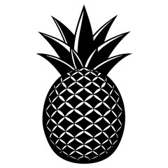 Fototapeta premium Pineapple isolated on white, pineapple vector illustration, food vector art, pineapple silhouette, fruit vector icon, pineapple cartoon line art, eps