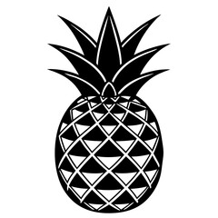 Pineapple isolated on white, pineapple vector illustration, food vector art, pineapple silhouette, fruit vector icon, pineapple cartoon line art, eps