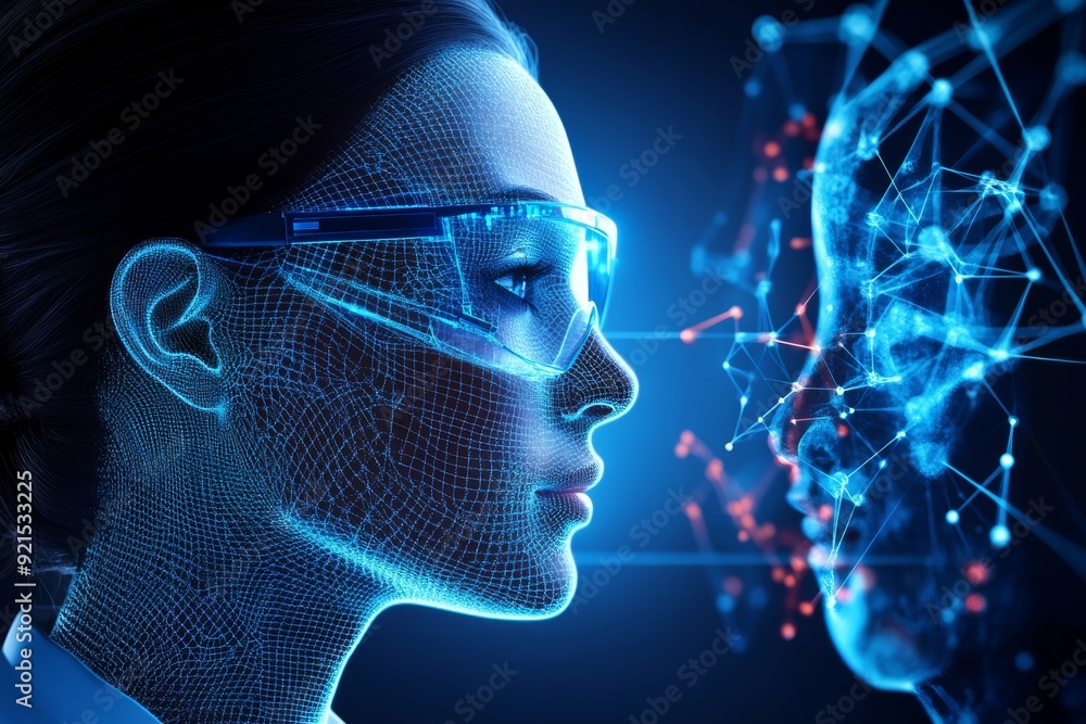 Poster advanced neural interface with biometric data visualization represents the cutting edge of medical t