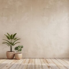 Minimalist Interior Design with Plants and Wooden Floor