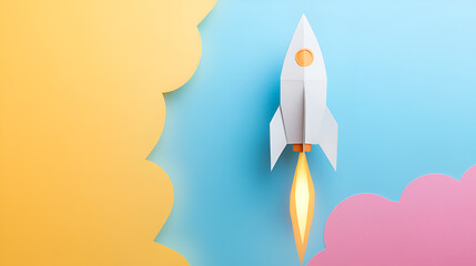 cohete en despegue negocios exitosos dibujo animado de un cohete llendo al cielo poder empresarial exito e innovacion