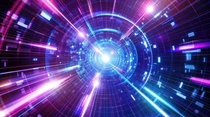 Fototapeta premium Abstract Digital Tunnel of Light and Color