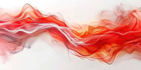 Fototapeta premium Abstract red and white wave pattern on white background.