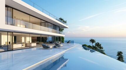Obraz premium Modern Cliffside Mansion with Infinity Pool