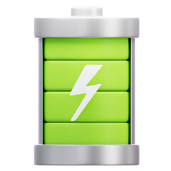 3D A green battery with a lightning bolt on it