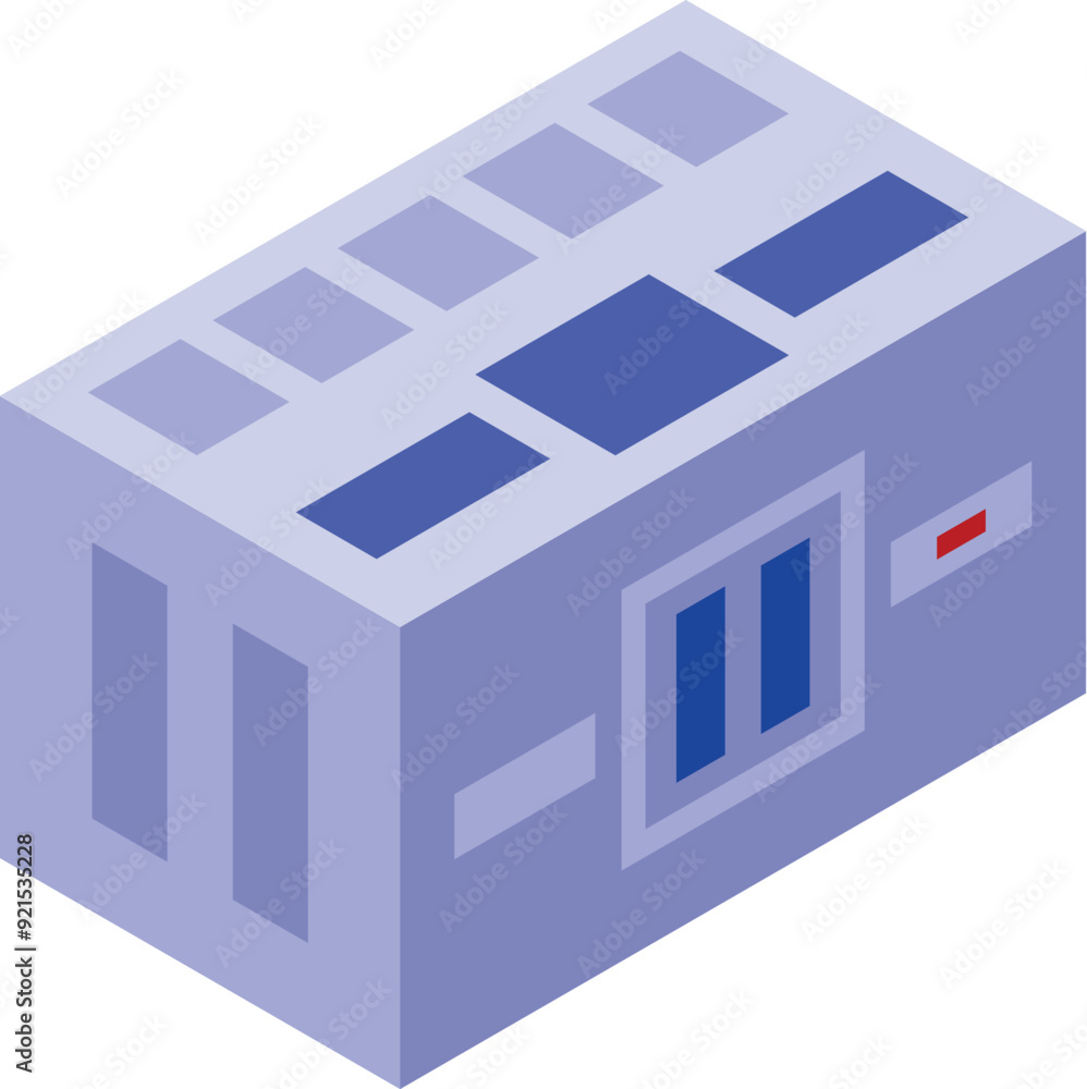 Poster server room isometric icon showing the concept of a data center