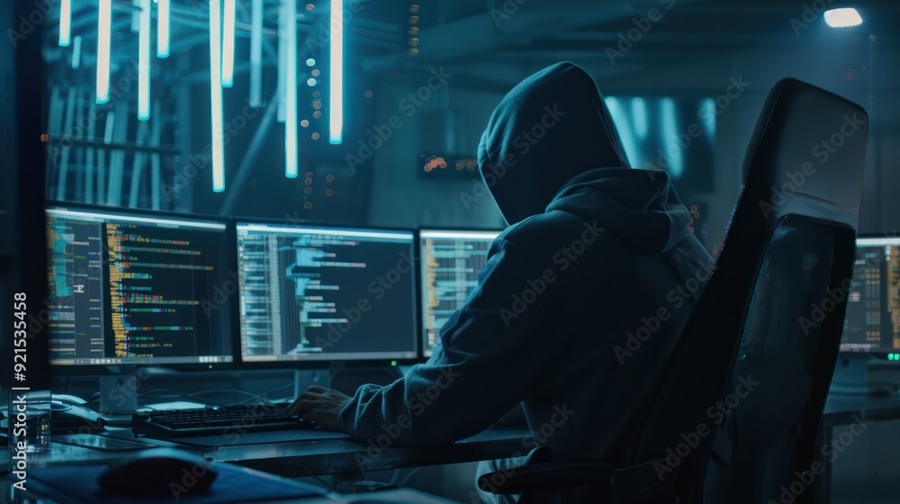 Poster mysterious hacker working late