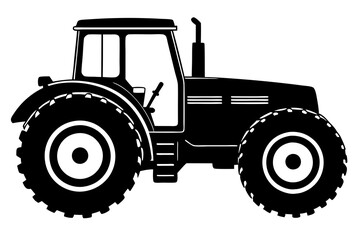 Tractor silhouette vector, old tractor vector silhouette illustration


