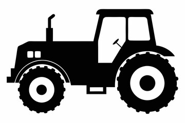 Tractor silhouette vector, old tractor vector silhouette illustration


