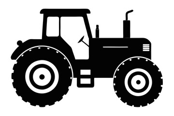 Tractor silhouette vector, old tractor vector silhouette illustration


