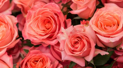 Close-up of a Bouquet of Pink Roses