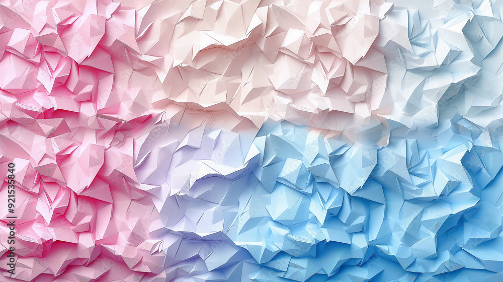 Poster abstract gradient geometric pattern in pink and blue hues..