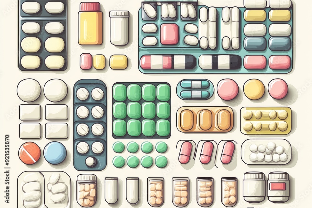 Aufkleber Comprehensive medication toolkit displayed in a neatly organized layout emphasizing healthcare efficiency