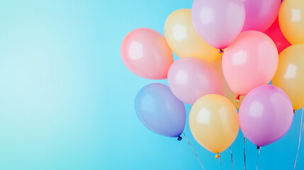 Bright Balloons Arranged on a Pastel Gradient Background, Radiating Joy and a Festive Spirit