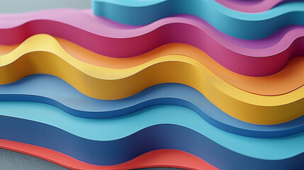 Colorful Layered Wave Pattern in Vibrant Hues..