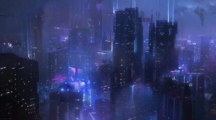 Fototapeta premium Futuristic Cityscape at Night