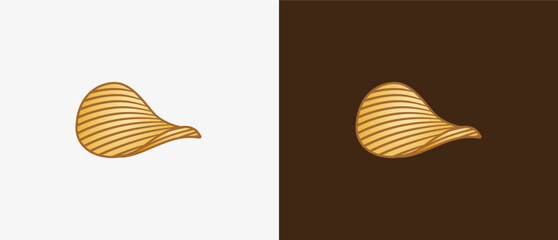 Logo Minimalist golden chrips or potato chips, snack, meal, fastfood, food logo. Editable file
