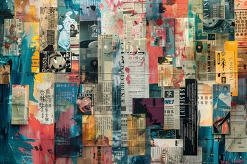 Fototapeta premium Grunge abstract background with old torn posters