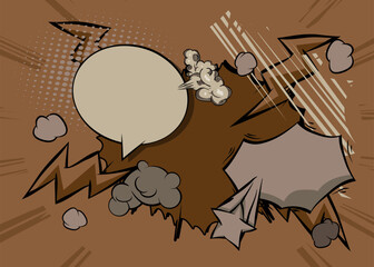 Cartoon gray and brown background, comic book backdrop. Retro vector comics pop art design.